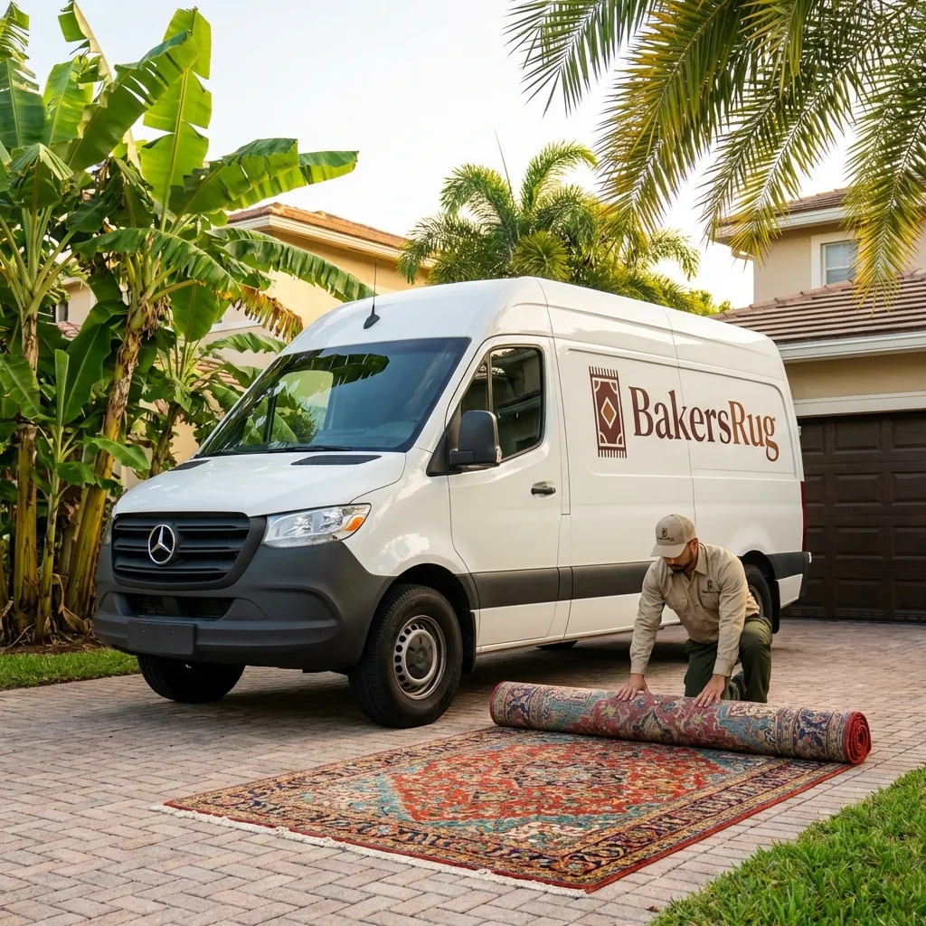 Bakers Rug Service pickup and delivery van
